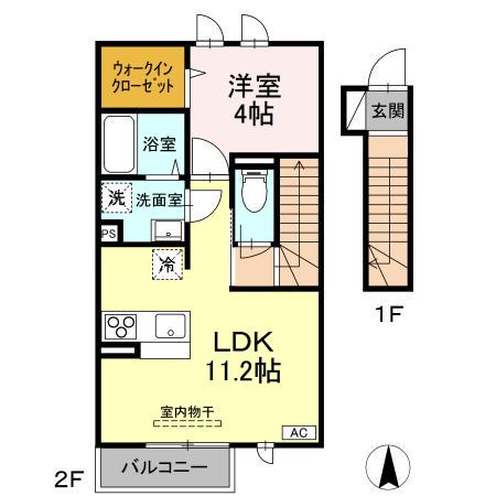 アストリア(1LDK/2階)の間取り写真
