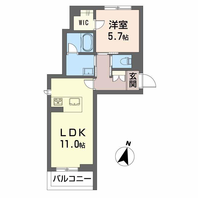 リベラピエナ(1LDK/2階)の間取り写真