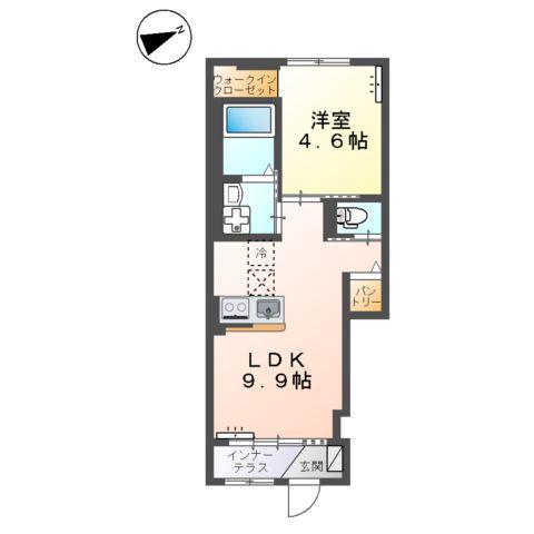 グラシア上乃木(1LDK/1階)の間取り写真