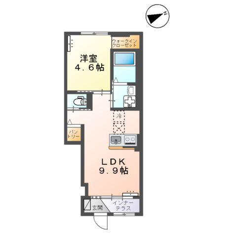 グラシア上乃木(1LDK/1階)の間取り写真