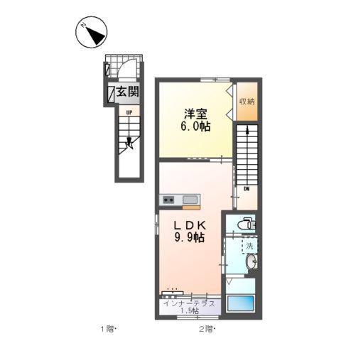 F・I・D(1LDK/2階)の間取り写真