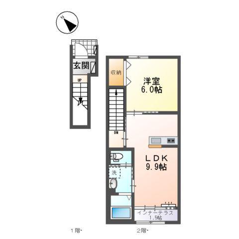F・I・D(1LDK/2階)の間取り写真
