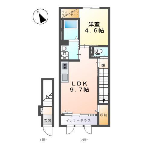 FIRST(1LDK/2階)の間取り写真
