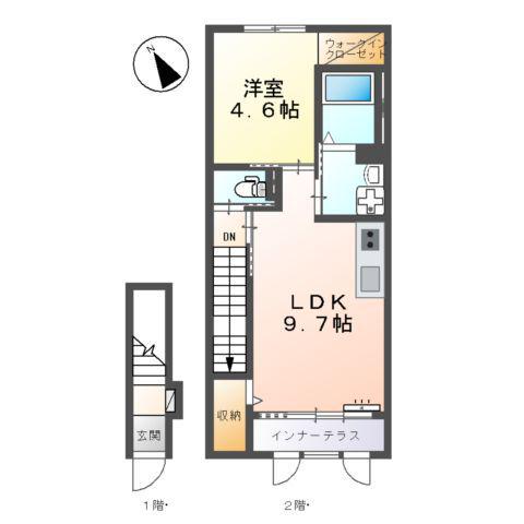 FIRST(1LDK/2階)の間取り写真