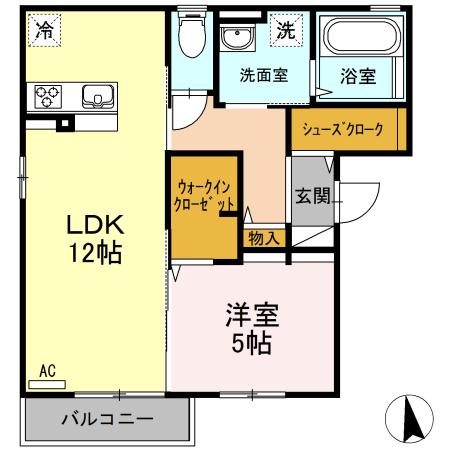 サンシャイン(1LDK/3階)の間取り写真