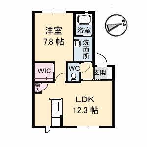 ROSEGARDENA棟(1LDK/1階)の間取り写真