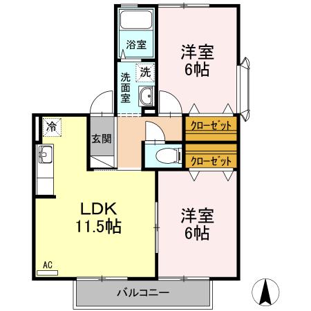 シンフォニーII(2LDK/1階)の間取り写真