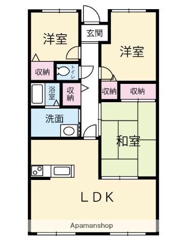 サーパス西津田2(3LDK/3階)の間取り写真