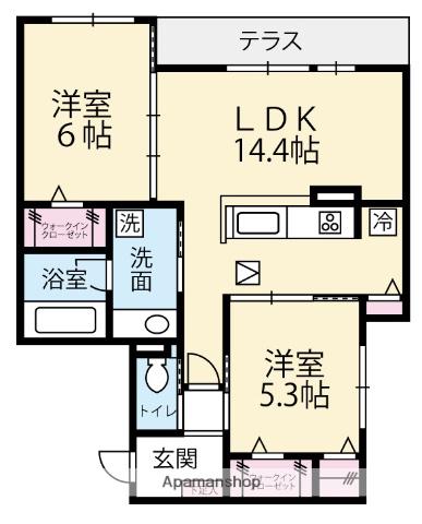 GRADIENCE A(2LDK/1階)の間取り写真