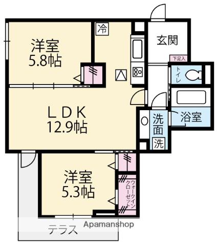 GRADIENCE A(2LDK/1階)の間取り写真