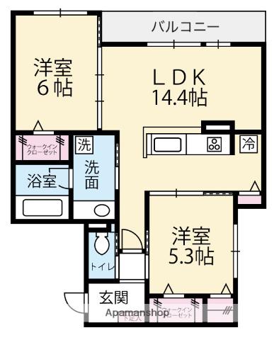 GRADIENCE A(2LDK/2階)の間取り写真