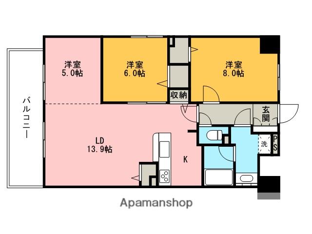フィール野田公園(2LDK/13階)の間取り写真