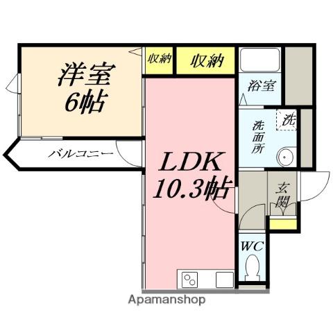 パルロイヤル東島田(1LDK/10階)の間取り写真