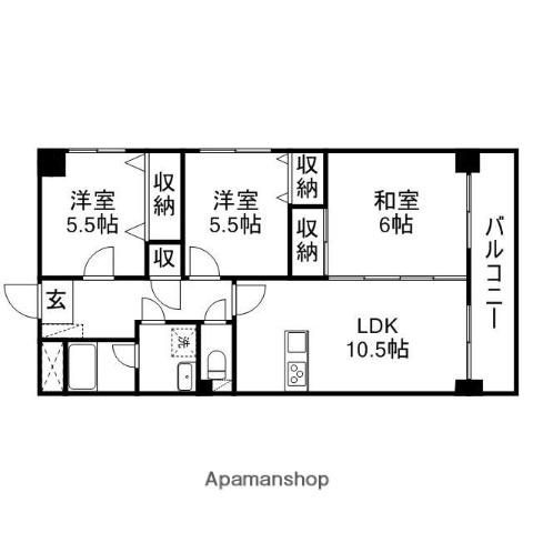 F・スペース(3LDK/3階)の間取り写真