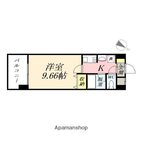 コーポラス伊福(1K/5階)の間取り写真