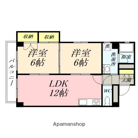 第二大興ビル(2LDK/4階)の間取り写真