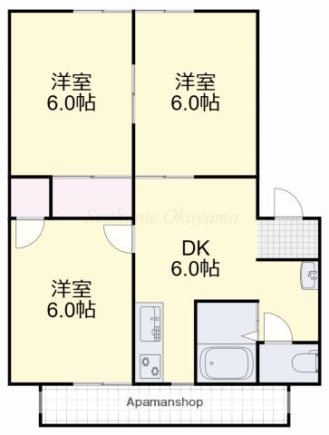エスポアールA(3DK/2階)の間取り写真