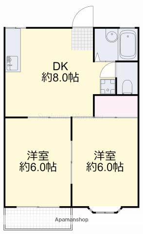 ロイヤル瀬戸(2DK/2階)の間取り写真
