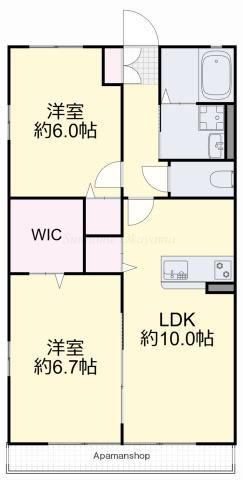 エンドレスⅥ(2LDK/2階)の間取り写真
