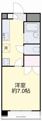 コスモクイーン矢坂Ⅱ(1K/2階)の間取り写真