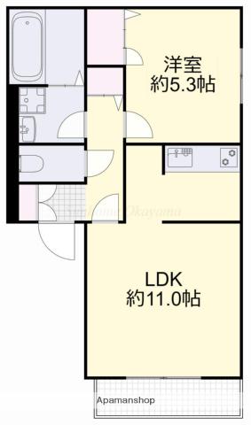 レジデンスB(1LDK/1階)の間取り写真