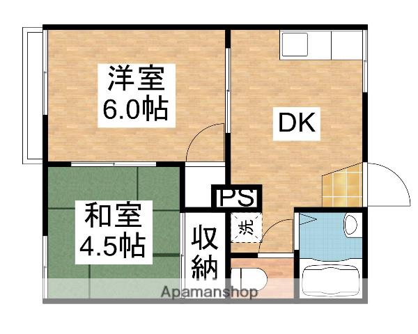 清水コーポD(2K/2階)の間取り写真