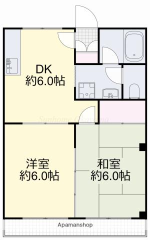 グランドソレーユ(2DK/1階)の間取り写真