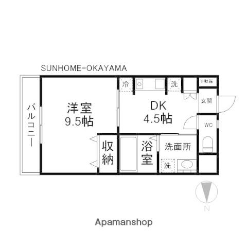 コザックス(1DK/8階)の間取り写真