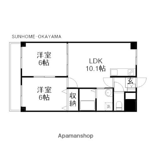 ホワイトストーン白石(2LDK/5階)の間取り写真
