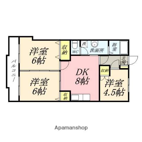 赤田ハイツ(3DK/5階)の間取り写真