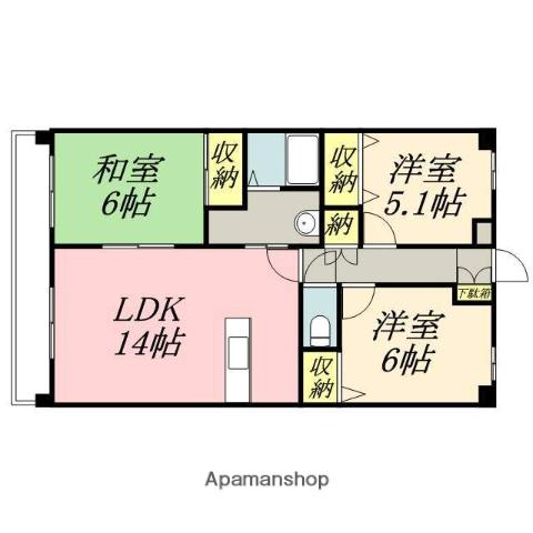 ルネス下中野マンション(3LDK/1階)の間取り写真