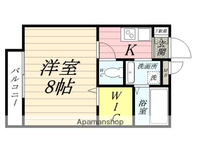 ミストラル庭瀬(1K/2階)の間取り写真