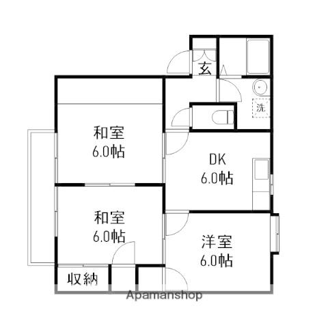 コーポ・カンナ(3DK/2階)の間取り写真