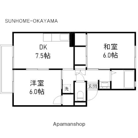 ベルホワイトK(2DK/2階)の間取り写真