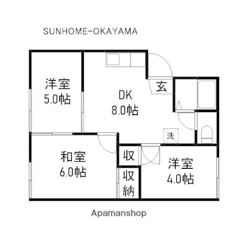 カーサ新屋敷 A(3DK/1階)の間取り写真