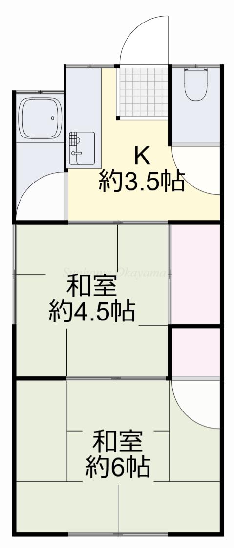 ことぶき荘 A棟(2K/2階)の間取り写真