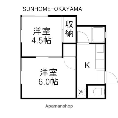 新和アパート(2K/2階)の間取り写真