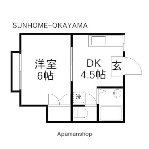 コーポ下伊福1(1DK/2階)の間取り写真
