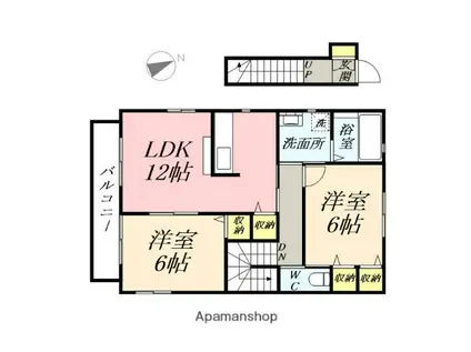 シャルマン2(2LDK/2階)の間取り写真