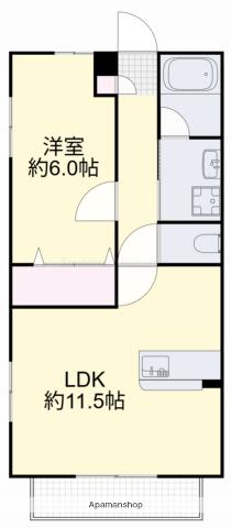 ガスパール(1LDK/2階)の間取り写真