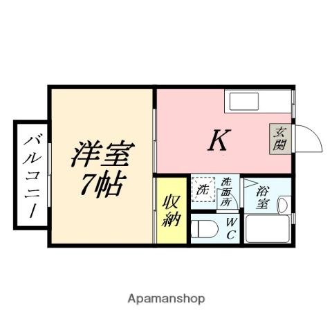 ノース・アヴァロン(1K/2階)の間取り写真