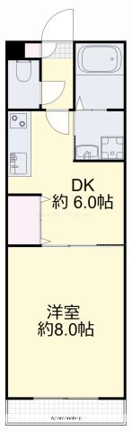 青江ビル(1DK/3階)の間取り写真