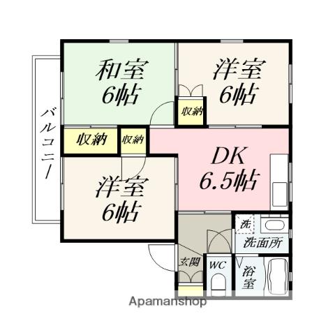 メゾニティーブラッサムD(3DK/2階)の間取り写真