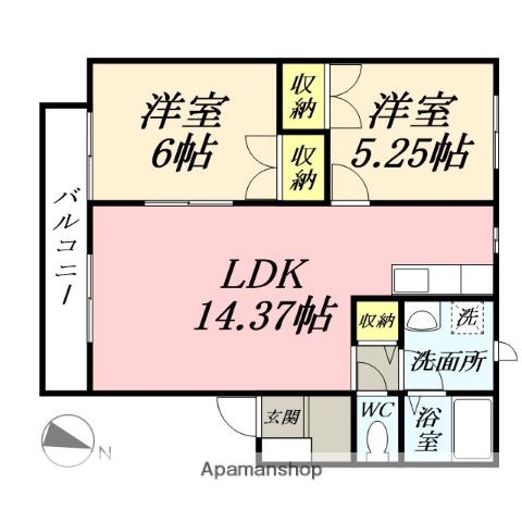 サンパティオ大福Ⅱ(2LDK/2階)の間取り写真