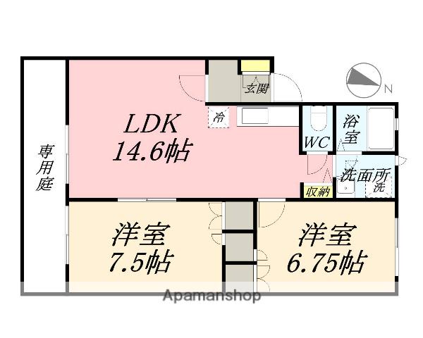 モントワールA(2LDK/1階)の間取り写真