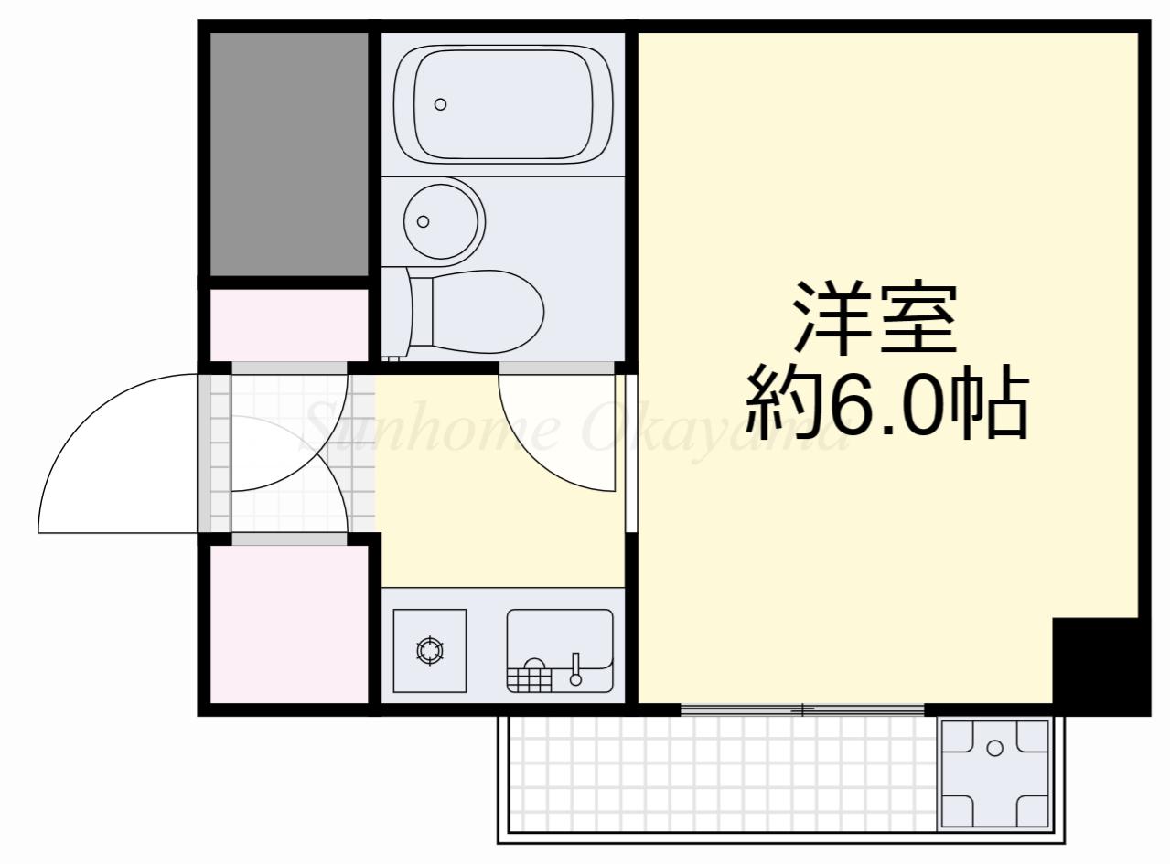 アルファ富田町(1K/4階)の間取り写真