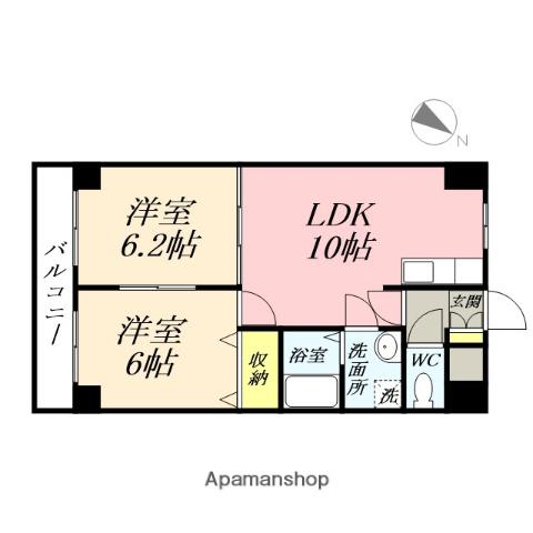 サニーヒルズ大福(2LDK/4階)の間取り写真