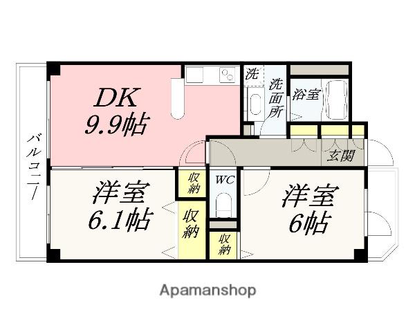 カーサフィオーレ西市駅前(2LDK/4階)の間取り写真