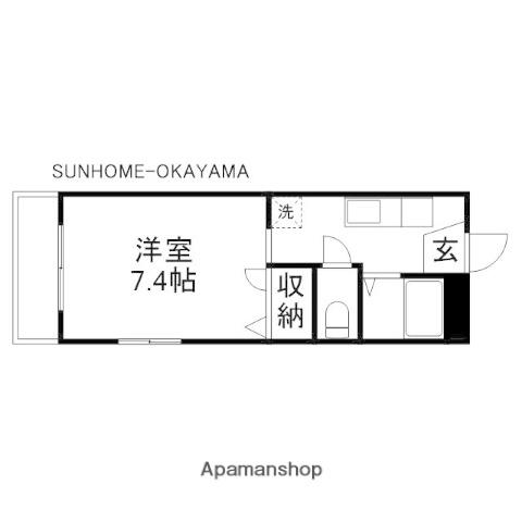 OKANOⅡ(1K/4階)の間取り写真