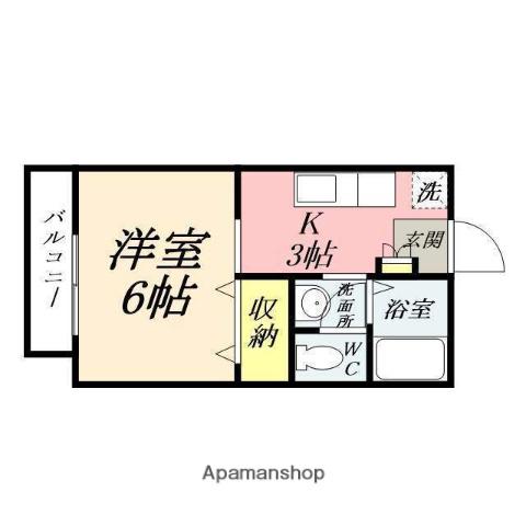ジーニアス21(1K/2階)の間取り写真